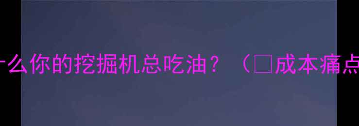 图片 为什么你的挖掘机总吃油？（💸成本痛点）2