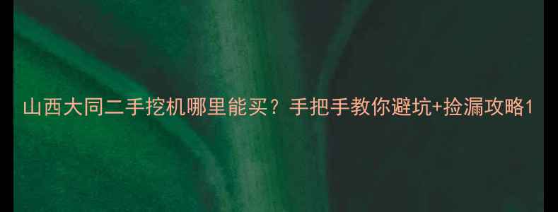 图片 山西大同二手挖机哪里能买？手把手教你避坑+捡漏攻略1