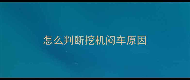 图片 怎么判断挖机闷车原因