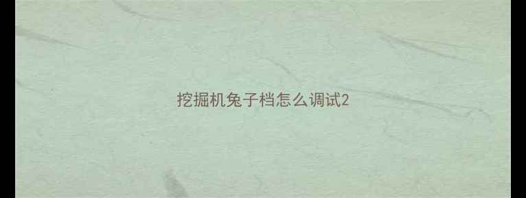 图片 挖掘机兔子档怎么调试2
