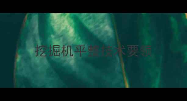 图片 挖掘机平整技术要领