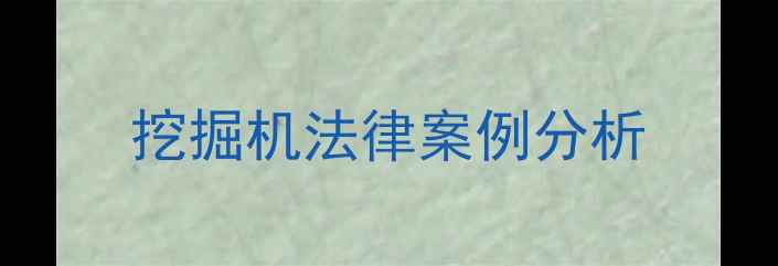图片 挖掘机法律案例分析
