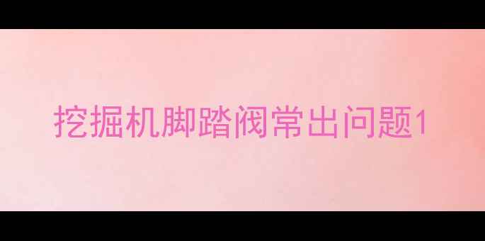 图片 挖掘机脚踏阀常出问题1