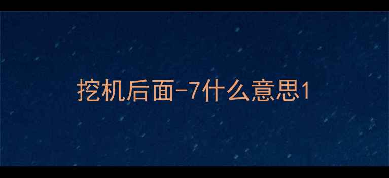 图片 挖机后面-7什么意思1