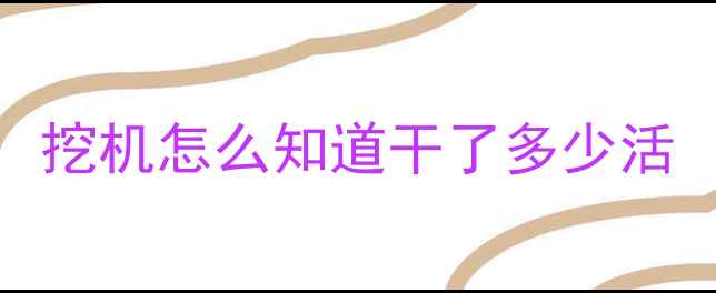 图片 挖机怎么知道干了多少活