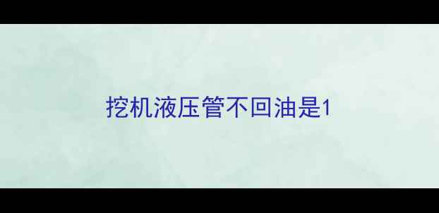 图片 挖机液压管不回油是1