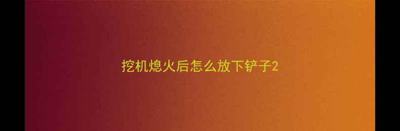 图片 挖机熄火后怎么放下铲子2