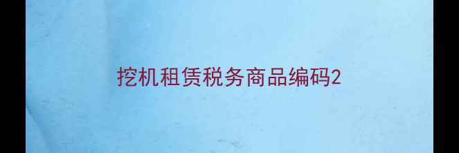 图片 挖机租赁税务商品编码2
