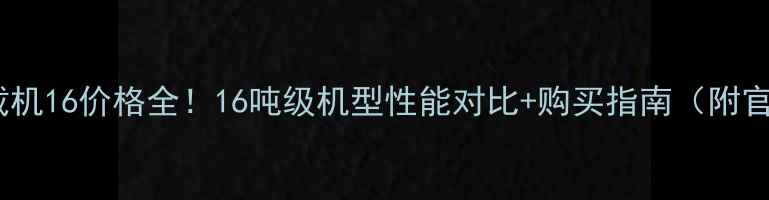 图片 新山工装载机16价格全！16吨级机型性能对比+购买指南（附官方渠道）1