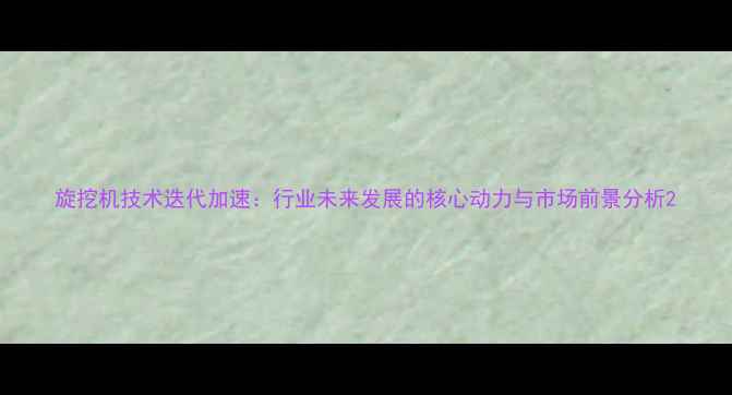 图片 旋挖机技术迭代加速：行业未来发展的核心动力与市场前景分析2