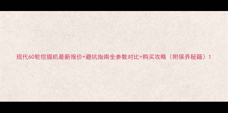 图片 现代60轮挖掘机最新报价+避坑指南全参数对比+购买攻略（附保养秘籍）1