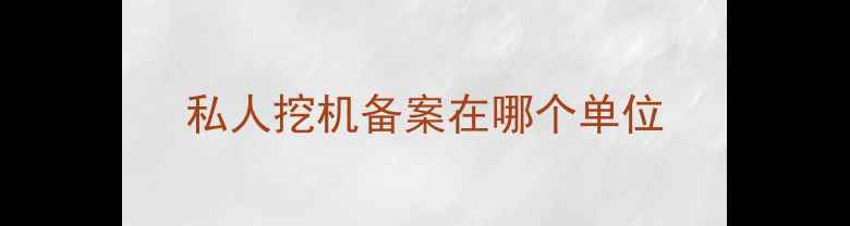 图片 私人挖机备案在哪个单位