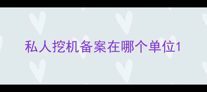 图片 私人挖机备案在哪个单位1