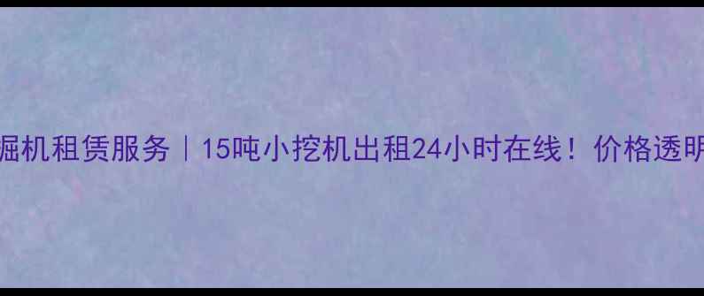 图片 苏州小型挖掘机租赁服务｜15吨小挖机出租24小时在线！价格透明，当天提车