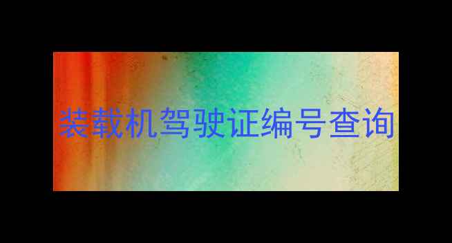 图片 装载机驾驶证编号查询