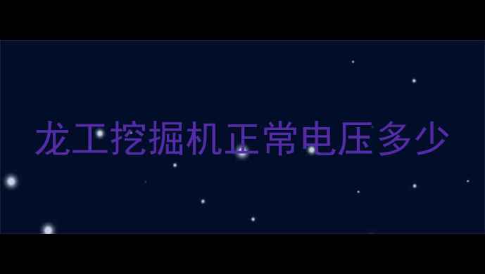 图片 龙工挖掘机正常电压多少